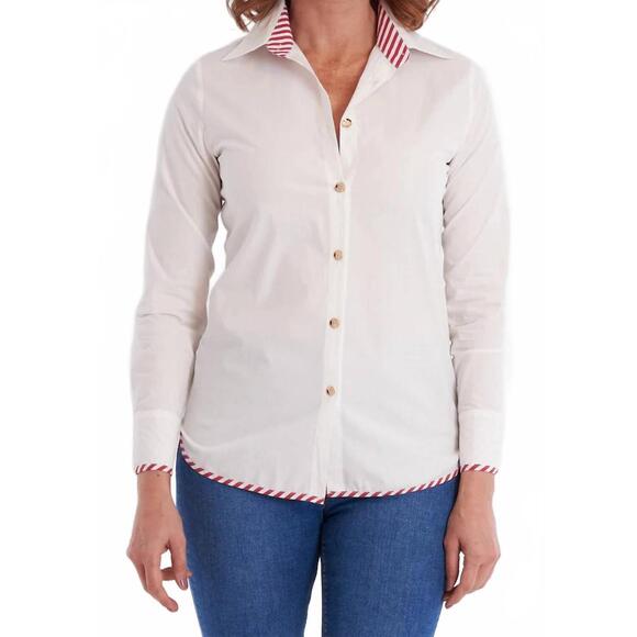 NEW CK BRADLEY bryson button down in white/mulberry stripe - Picture 1 of 3